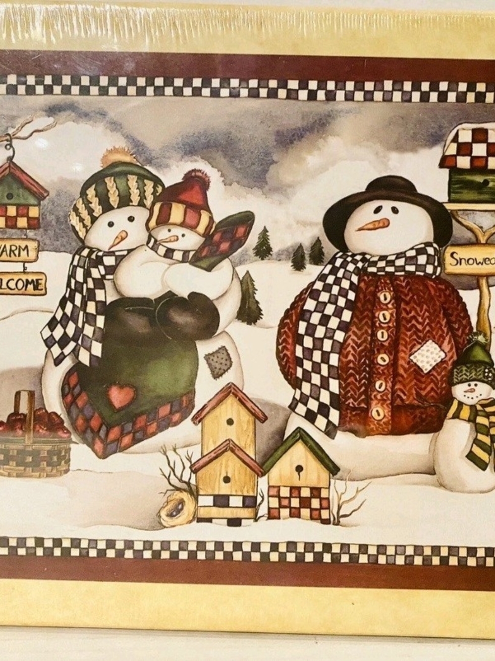2PC Pristine Vintage New Seasons Laurie Korsgaden Snowman Stationery Boxes - NIB
